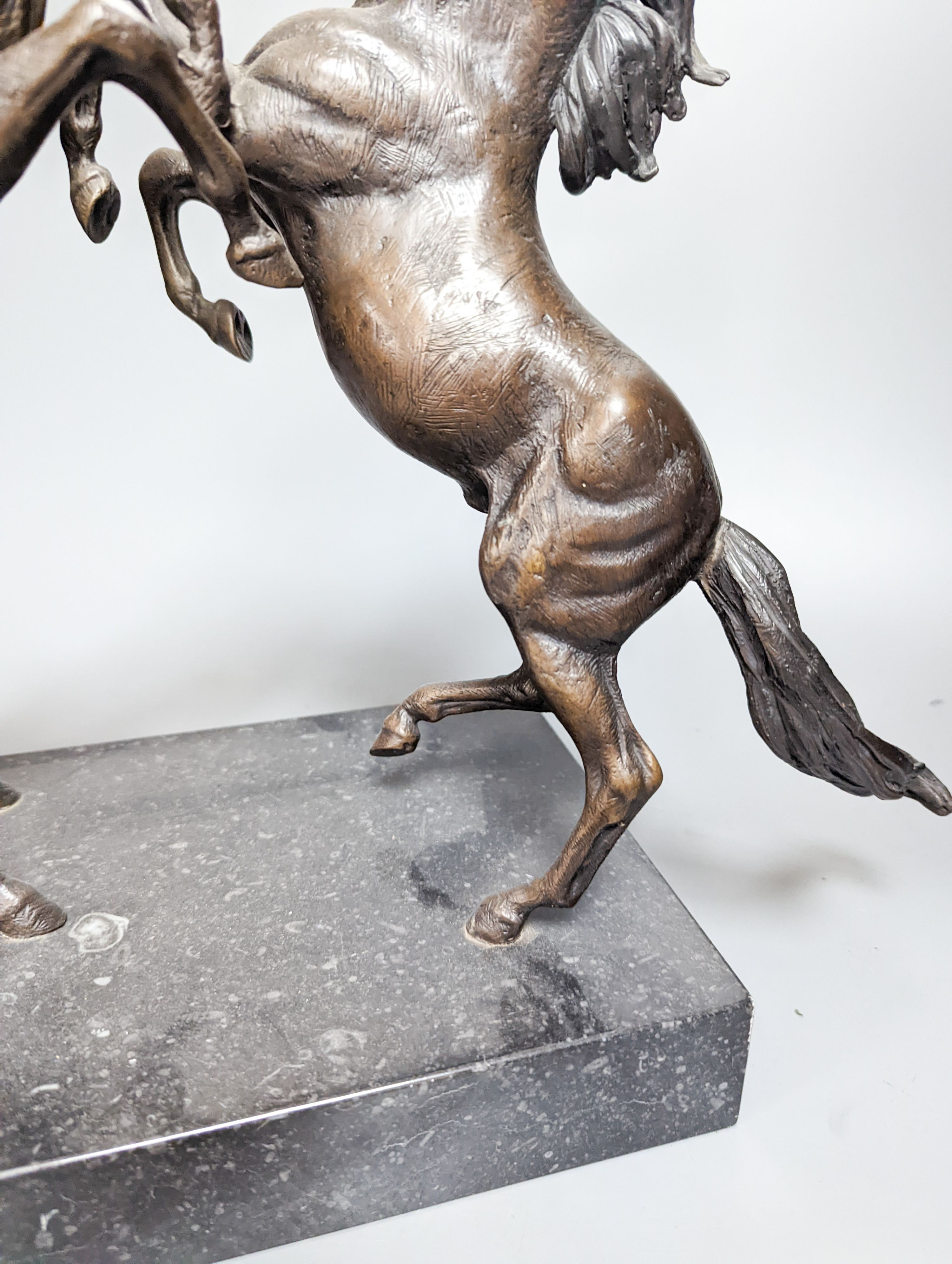 Jonathan Wylder (1957-) bronze of two horses on marble base 32cm